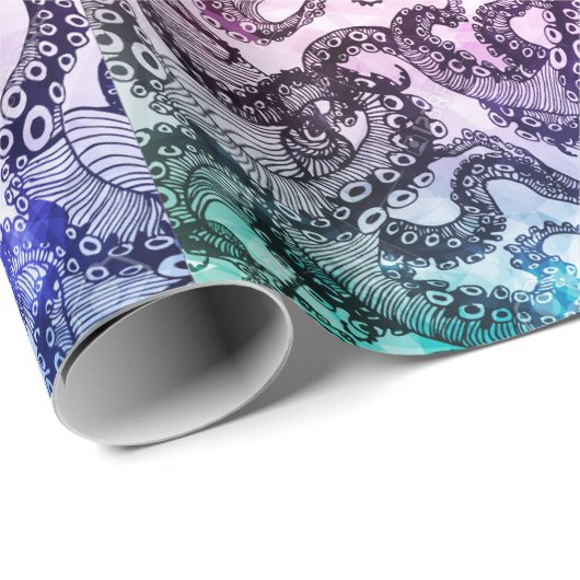 Octopus Blue Cadeaupapier (Rol Hoek)