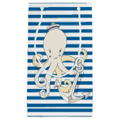 Octopus Blue en White Horizontal Stripe Klein Cadeauzakje (Voorkant)