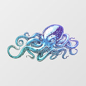 Octopus Blue Ocean Nautical Art Raamsticker (Vel)