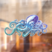 Octopus Blue Ocean Nautical Art Raamsticker (Vel 2)