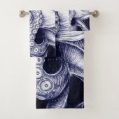 Octopus Blue Paars Monochrome Bad Handdoek (Insitu)