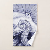 Octopus Blue Paars Monochrome Bad Handdoek (Handdoek)