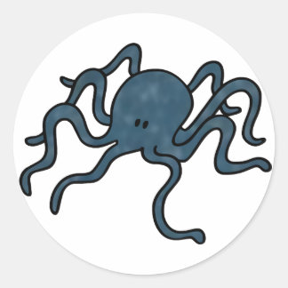 Octopus Blue Ronde Sticker