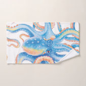 Octopus Blue Waterverf Art Bad Handdoek (Handdoek)