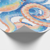 Octopus Blue Waterverf Art Cadeaupapier (Hoek)