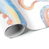 Octopus Blue Waterverf Art Cadeaupapier (Rol Hoek)