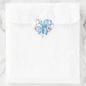 Octopus Blue Waterverf Art Hart Sticker (Tas)