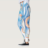 Octopus Blue Waterverf Art Leggings (Links)