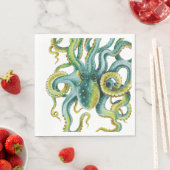 Octopus Blue Waterverf Art Servet (Insitu)