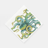 Octopus Blue Waterverf Art Servet (Hoek)