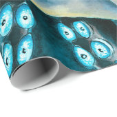 Octopus Blue Waterverf Detail Cadeaupapier (Rol Hoek)