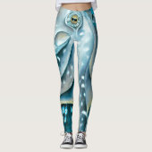 Octopus Blue Waterverf Detail Leggings (Voorkant)