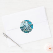 Octopus Blue Waterverf Detail Ronde Sticker (Envelop)