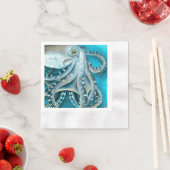 Octopus Blue Waterverf Detail Servet (Insitu)