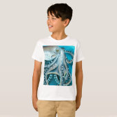 Octopus Blue Waterverf Detail T-shirt (Voorkant volledig)