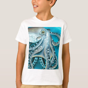 Octopus Blue Waterverf Detail T-shirt
