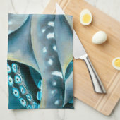 Octopus Blue Waterverf Detail Theedoek (Quarter Fold)