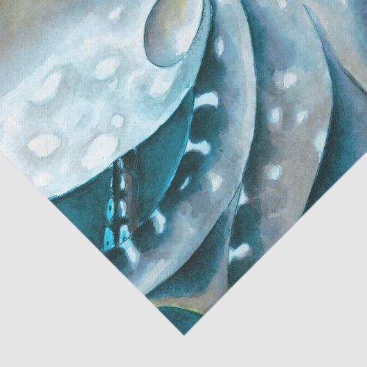 Octopus Blue Waterverf Detail Tissuepapier (Detail)