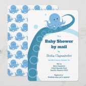 Octopus Blue White Baby shower per post Kaart (Voorkant / Achterkant)