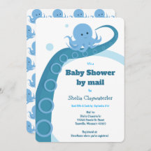 Octopus Blue White Baby shower per post