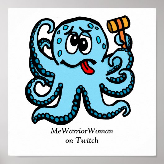 Octopus Bonk, MeWarriorVrouw op Twitch Poster (Voorkant)