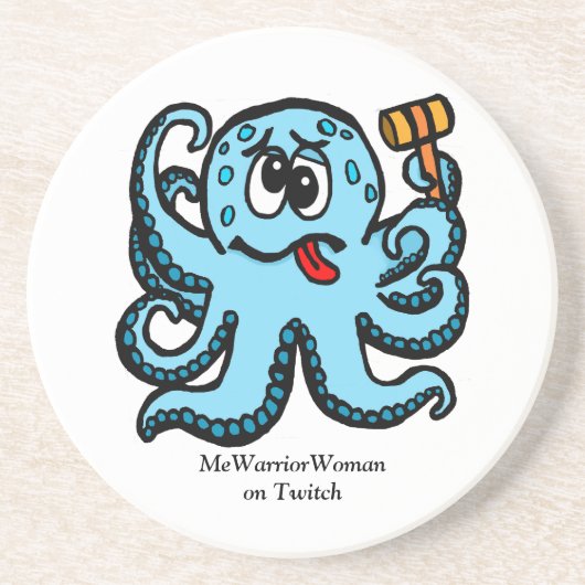 Octopus Bonk, MeWarriorVrouw op Twitch Zandsteen Onderzetter (Voorkant)