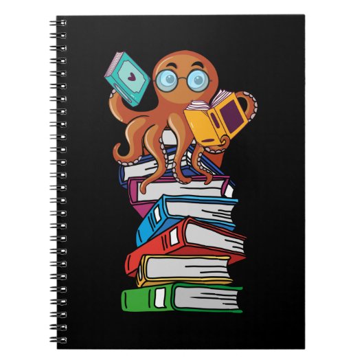 Octopus Book Reading Kraken Library Humor Reader Notitieboek (Voorkant)