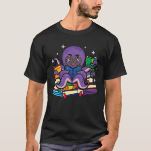 Octopus Book Scuba Diver Bookworm Funny Reader Rea T-shirt
