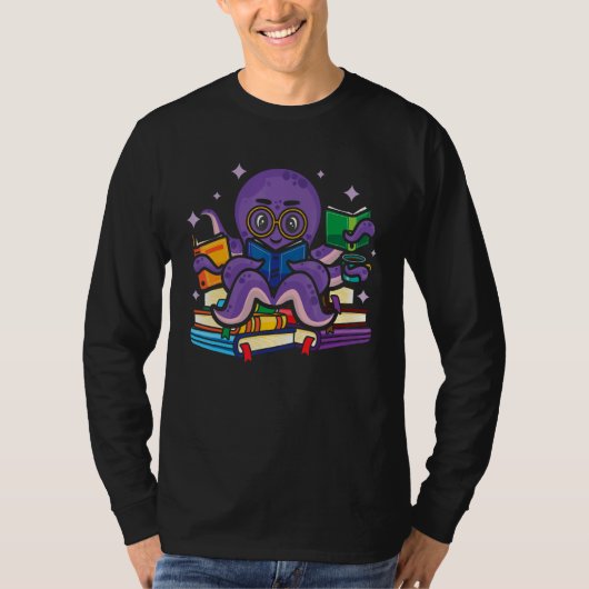 Octopus Book Scuba Diver Bookworm Funny Reader Rea T-shirt (Voorkant)