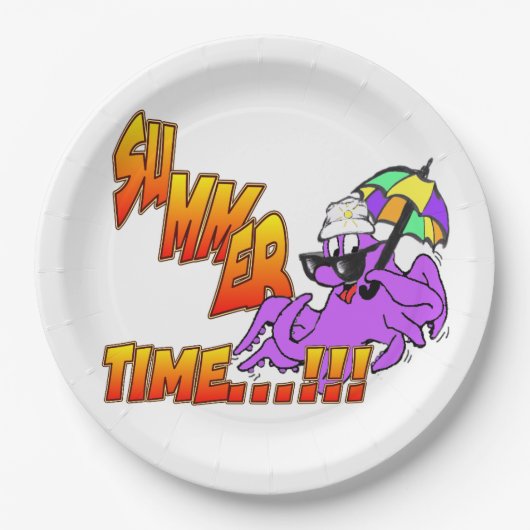 Octopus-Borden voor zomertijd Papieren Bordje (Voorkant)