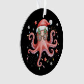 Octopus Bril Kerstman Hoed Kerst Licht Oceaan Ornament (voorkant)