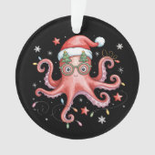 Octopus Bril Kerstman Hoed Kerst Licht Oceaan Ornament (voorkant)
