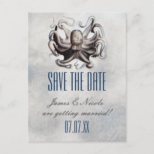  Octopus Bruiloft Save The Date Briefkaart (Voorkant)