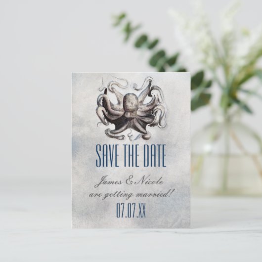 Octopus Bruiloft Save The Date Briefkaart (Staand voorkant)