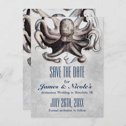  Octopus Bruiloft Save the Date Invitation (Voorkant / Achterkant)