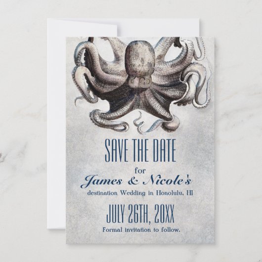 Octopus Bruiloft Save the Date Invitation (Voorkant)