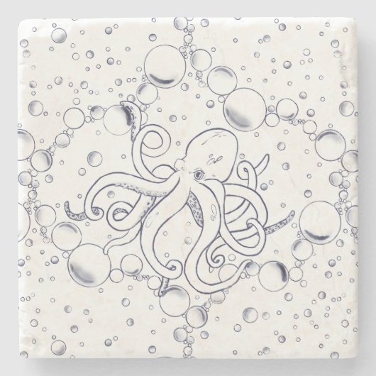 Octopus Bubbel Drift Stenen Onderzetter (Voorkant)