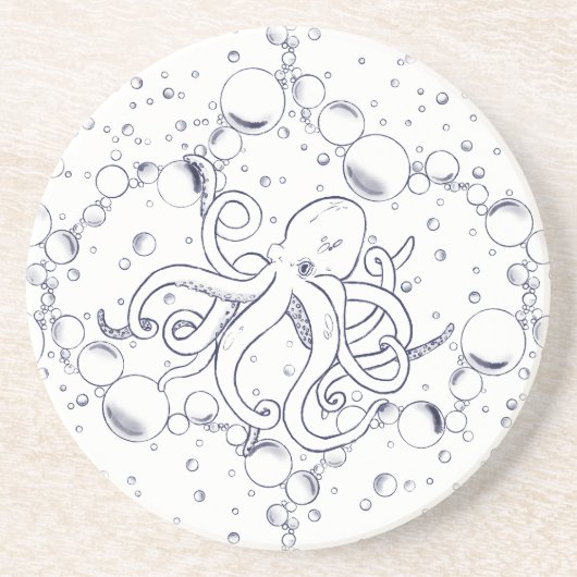 Octopus Bubbel Drift Zandsteen Onderzetter (Voorkant)