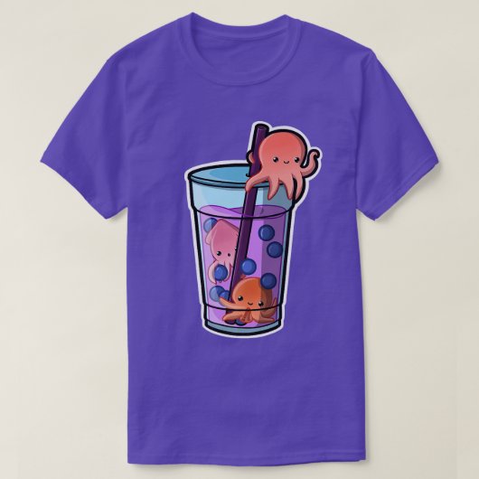 Octopus Bubble Tea Schattig Kawaii Animal Cute Bob T-shirt (Design voorkant)
