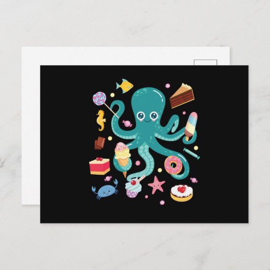 Octopus Cake Squid Briefkaart (Voorkant / Achterkant)