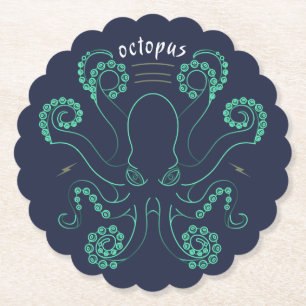 Octopus Cephalopod Tentacles Kartonnen Onderzetters