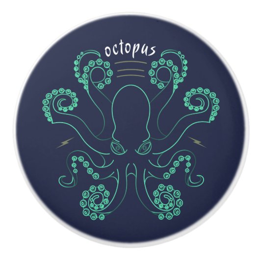 Octopus Cephalopod Tentacles Keramische Knop (Voorkant)