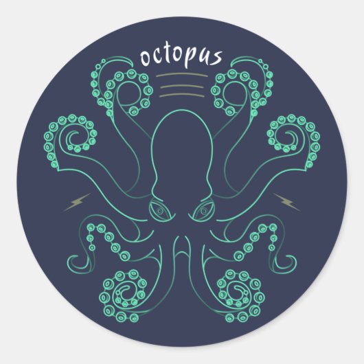 Octopus Cephalopod Tentacles Ronde Sticker (Voorkant)