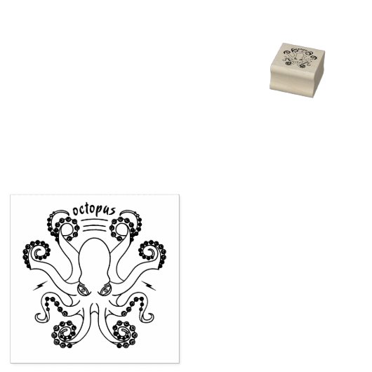Octopus Cephalopod Tentacles Rubberstempel (Gestempeld)