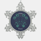 Octopus Cephalopod Tentacles Tin Sneeuwvlok Ornament (Voorkant)