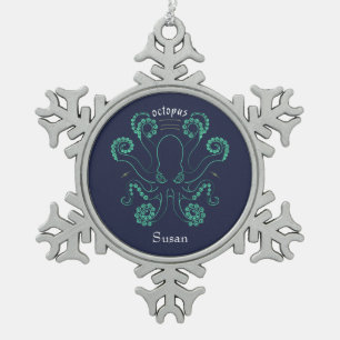 Octopus Cephalopod Tentacles Tin Sneeuwvlok Ornament