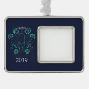 Octopus Cephalopod Tentacles Verzilverd Omlijst Ornament