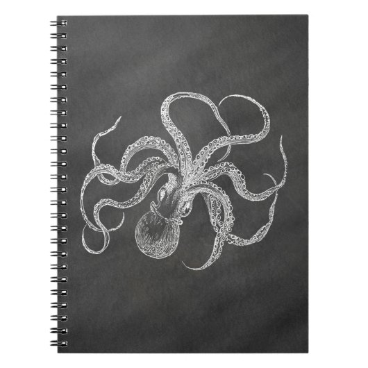 Octopus Chalkboard Achtergrond Sjabloon Notitieboek (Voorkant)