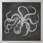 Octopus Chalkboard Achtergrond Sjabloon Poster (Voorkant)