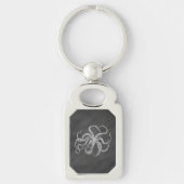 Octopus Chalkboard Achtergrond Sjabloon Sleutelhanger (Voorkant)
